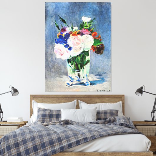 Bloemen in een Crystal Vase door Edouard Manet Canvas Afdruk (Insitu (Slaapkamer))