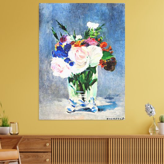 Bloemen in een Crystal Vase door Edouard Manet Canvas Afdruk (Insitu (Woonkamer))