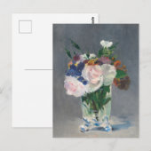 Bloemen in een Crystal Vase Manet Impressionist Briefkaart (Voorkant / Achterkant)