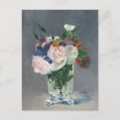 Bloemen in een Crystal Vase Manet Impressionist Briefkaart (Voorkant)