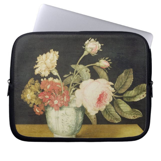 Bloemen in een Delft Jar (olie op het paneel) Laptop Sleeve (Voorkant)