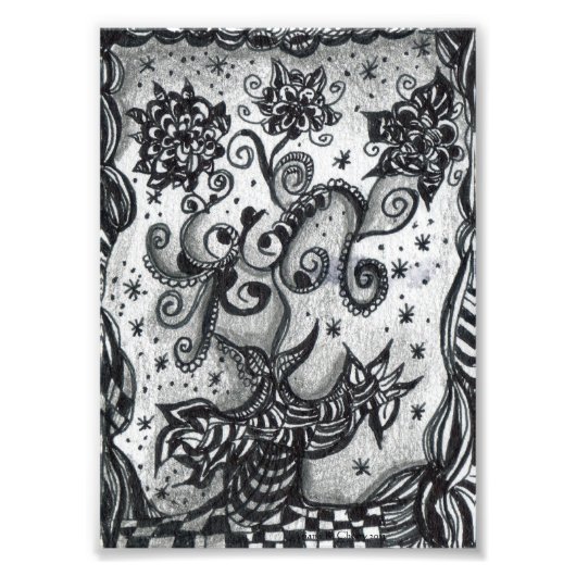 Bloemen in een door Vase geïnspireerde Art-printer Foto Afdruk (Voorkant)