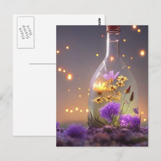 Bloemen in een fles briefkaart (Voorkant / Achterkant)