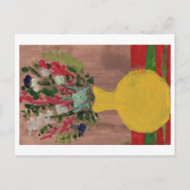 Bloemen in een geel vase-briefkaart briefkaart