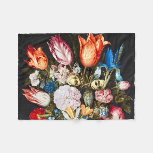 bloemen in een glas Ambrosius Bosschaer Fleece Deken (Voorkant (Horizontaal))