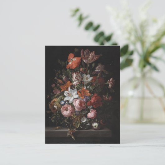 Bloemen in een Glass Vase, 1704 Briefkaart (Staand voorkant)