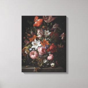 Bloemen in een Glass Vase, 1704 Canvas Afdruk