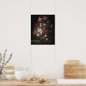 Bloemen in een Glass Vase, 1704 Poster (Keuken)