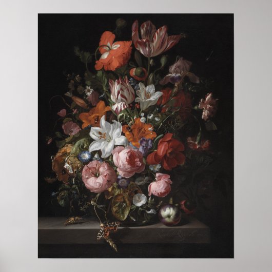 Bloemen in een Glass Vase, 1704 Poster (Voorkant)