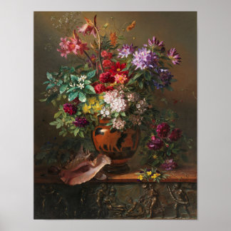 Bloemen in een Griekse Vaas door J.J. van Os Poster