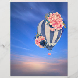Bloemen in een hete luchtballon tegen een blauwe l
