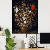 Bloemen in een houten boot poster (Thuiskantoor)