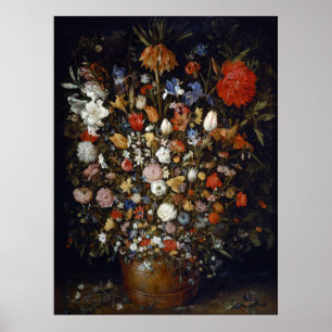 Bloemen in een houten boot poster