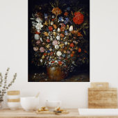Bloemen in een houten boot poster (Keuken)