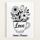 Bloemen in een kopje thee planner (Voorkant)