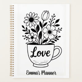 Bloemen in een kopje thee planner