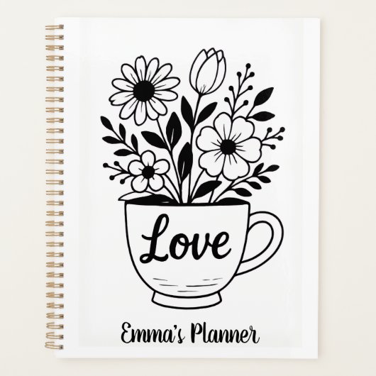 Bloemen in een kopje thee planner (Voorkant)