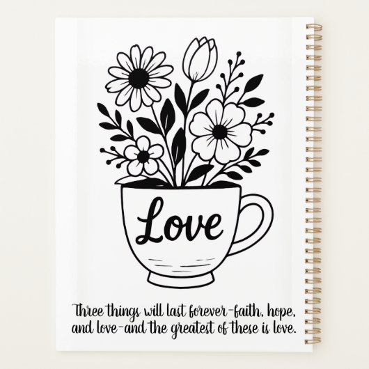 Bloemen in een kopje thee planner (Achterkant)