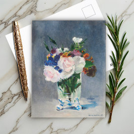 Bloemen in een kristallen vaas van Edouard Manet Briefkaart
