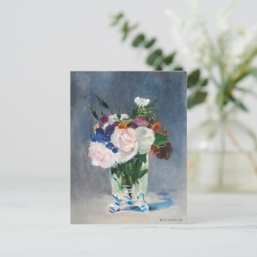 Bloemen in een kristallen vaas van Edouard Manet Briefkaart (Staand voorkant)