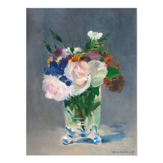 Bloemen in een kristallen vaas van Edouard Manet Foto Afdruk (Voorkant)