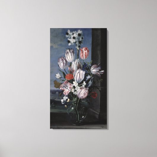 Bloemen in een kristalvet, 1652 canvas afdruk (Voorkant)