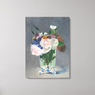 bloemen in een kristalvet door Edouard Manet Canvas Afdruk