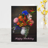 Bloemen in een Pitcher-Kaart Kaart (Gele Bloem)