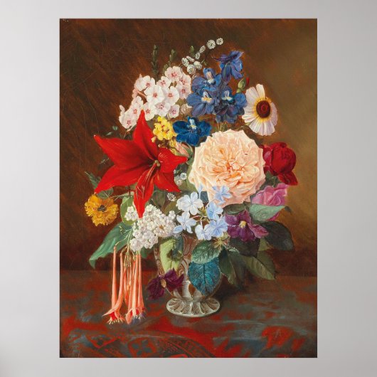  Bloemen in een Porcelain Vase Poster (Voorkant)