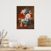 Bloemen in een Porcelain Vase Poster (Keuken)