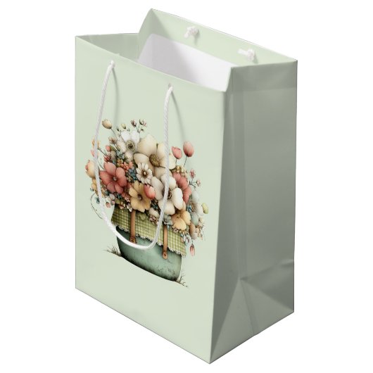 Bloemen in een Pot Cozy Schattig Medium Cadeauzakje (Voorkant Gekanteld)
