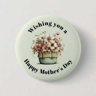 Bloemen in een Pot Cozy Schattige Moederdag Ronde Button 5,7 Cm