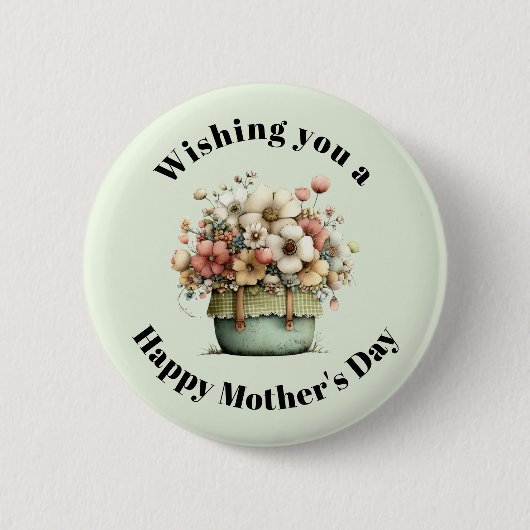 Bloemen in een Pot Cozy Schattige Moederdag Ronde Button 5,7 Cm (Voorkant)
