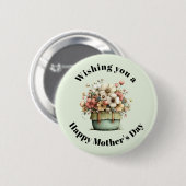 Bloemen in een Pot Cozy Schattige Moederdag Ronde Button 5,7 Cm (Voorkant /achterkant)
