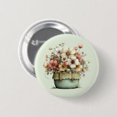 Bloemen in een Pot Cozy Shabby Schattig Ronde Button 5,7 Cm (Voorkant /achterkant)