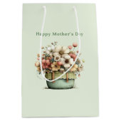 Bloemen in een pot gezellig knuffel Moederdag Medium Cadeauzakje (Voorkant)