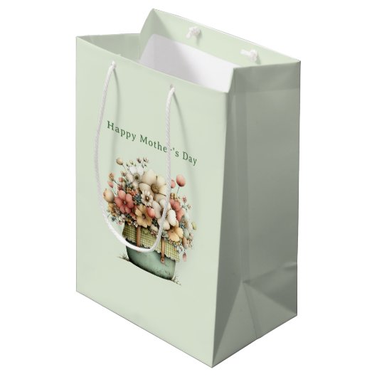 Bloemen in een pot gezellig knuffel Moederdag Medium Cadeauzakje (Voorkant Gekanteld)