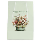 Bloemen in een pot gezellig knuffel Moederdag Medium Cadeauzakje (Achterkant)