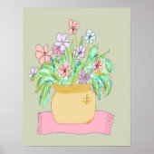 Bloemen in een pot in pasta poster (Voorkant)