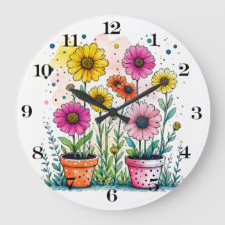 Bloemen in een pot klok