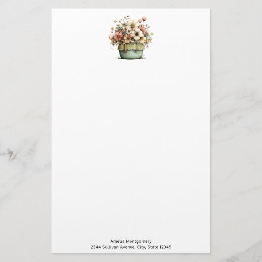 Bloemen in een pot knus shabby chic briefpapier (Voorkant)