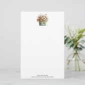 Bloemen in een pot knus shabby chic briefpapier (Staand voorkant)