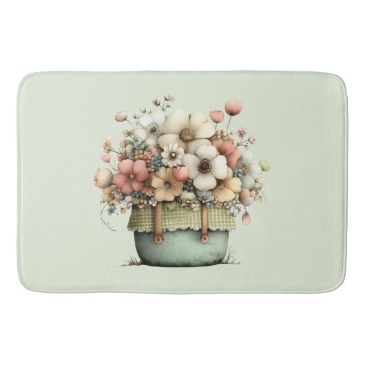Bloemen in een pot knus shabby schattig badmat (Voorkant)
