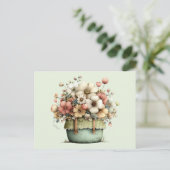 Bloemen in een pot knus shabby schattig briefkaart (Staand voorkant)