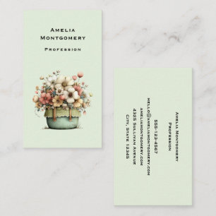 Bloemen in een pot knus shabby schattig visitekaartje