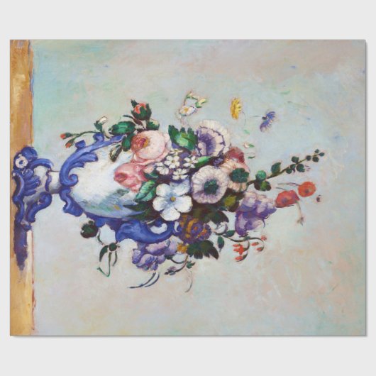 Bloemen in een Rococo Vase, Paul Cezanne Cadeaupapier (Vlak)