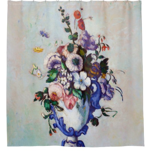 Bloemen in een Rococo Vase, Paul Cezanne Douchegordijn (Voorkant)