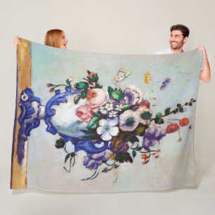 Bloemen in een Rococo Vase, Paul Cezanne Fleece Deken