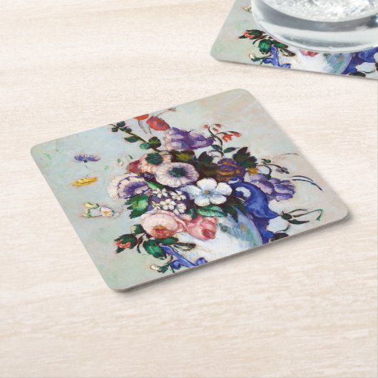 Bloemen in een Rococo Vase, Paul Cezanne Kartonnen Onderzetters (Schuin)