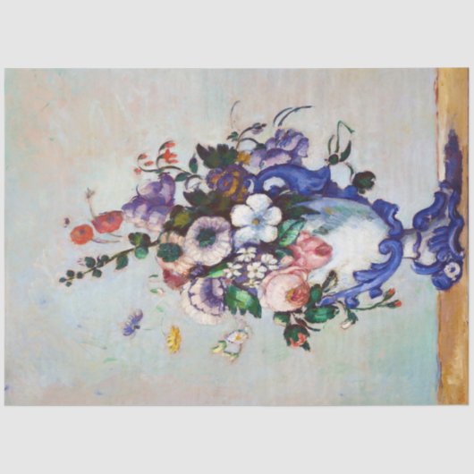Bloemen in een Rococo Vase, Paul Cezanne Tissuepapier (Voorkant)